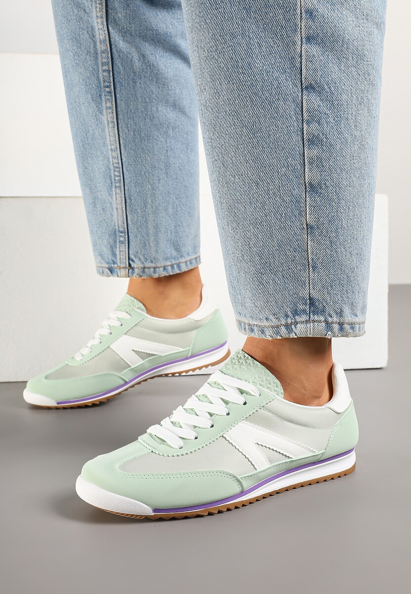 Jasnozielone Sneakersy Ozdobione Geometrycznym Motywem Clevandra