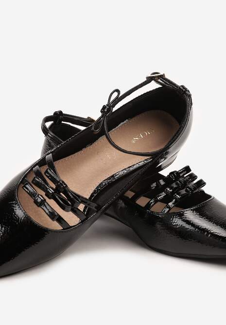 Czarne Czółenka Lakierowane Vices Mary Jane z Wkładką ze Skóry Naturalnej Rilunea