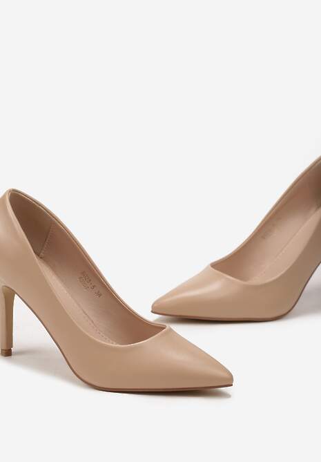 Beżowe Wysokie Szpilki o Klasycznym Fasonie Quila
