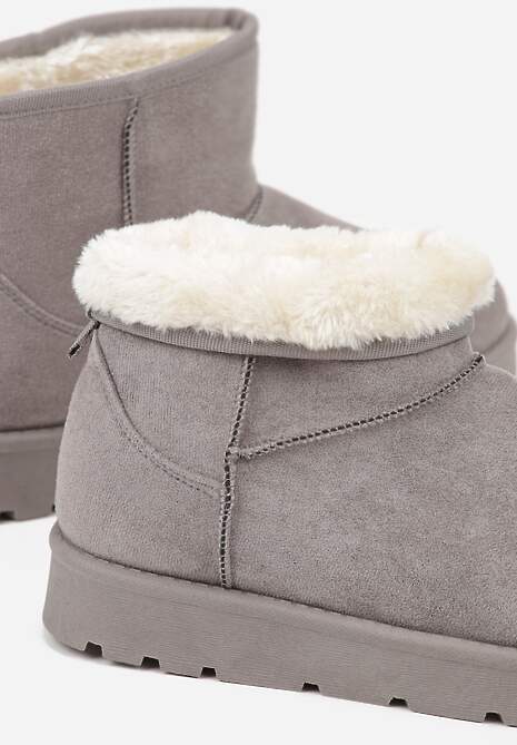 Szare Klasyczne Śniegowce Wsuwane z Imitacji Zamszu Atuvitte