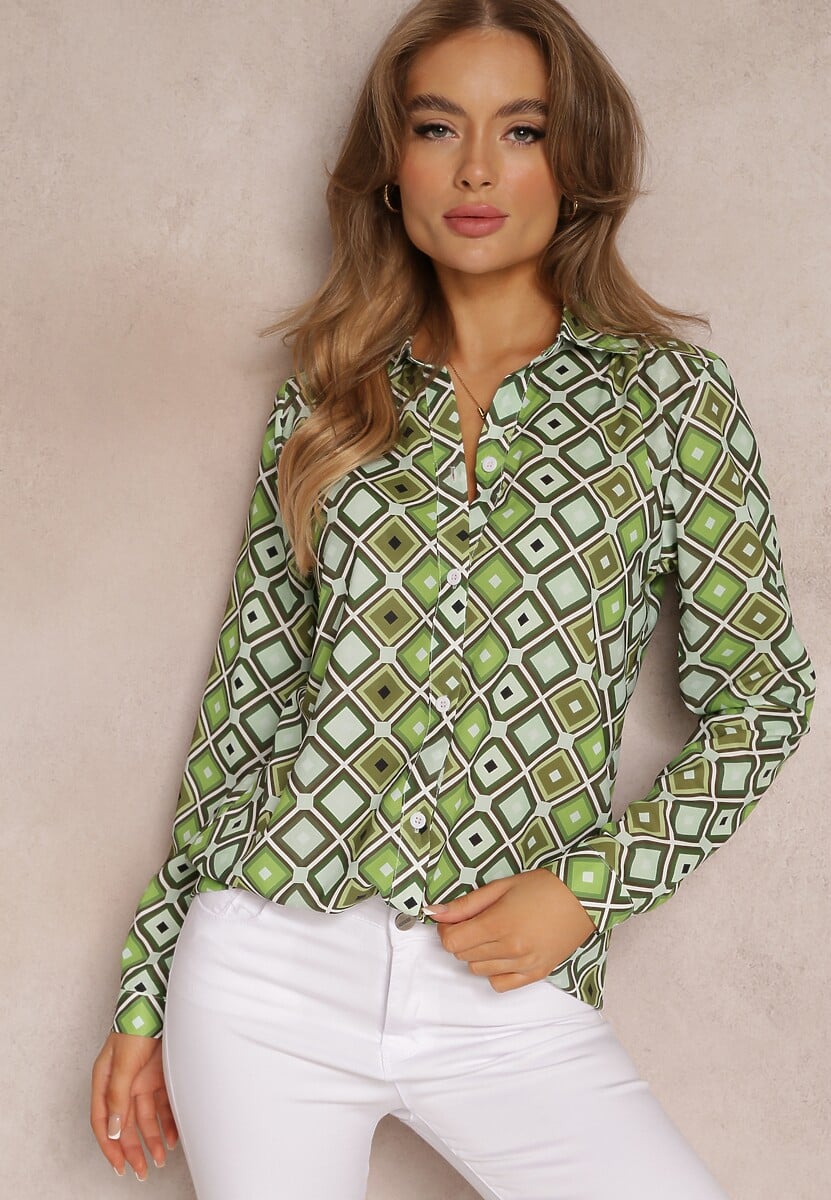Jasnozielona Koszula w Kwadraty Uaini