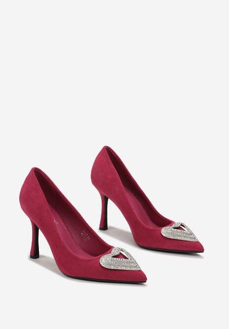 Fuksjowe Szpilki z Klamrą z Cyrkoniami w Kształcie Serca Ratina