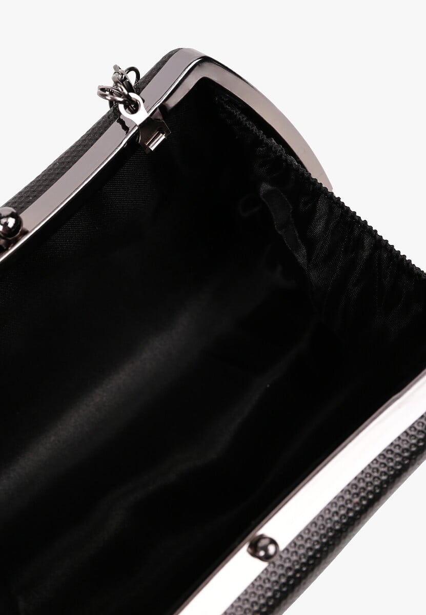 Czarna Koktajlowa Torebka z Rączką Cyrkoniami i Odpinanym Łańcuszkiem Korida