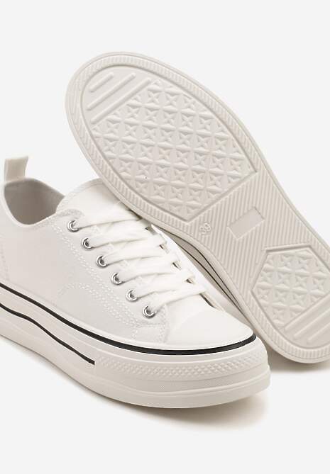 Białe Casualowe Trampki na Niskiej Platformie Natirinne