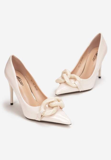 Beżowe Szpilki z Łańcuchem Arkia