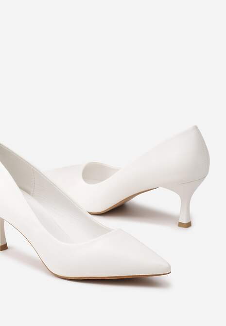 Białe Czółenka na Niskiej Szpilce ze Szpiczastym Noskiem Unita