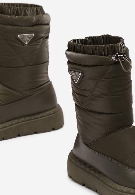 Zielone Pikowane Śniegowce ze Ściągaczem na Krawędzi Hasmenna