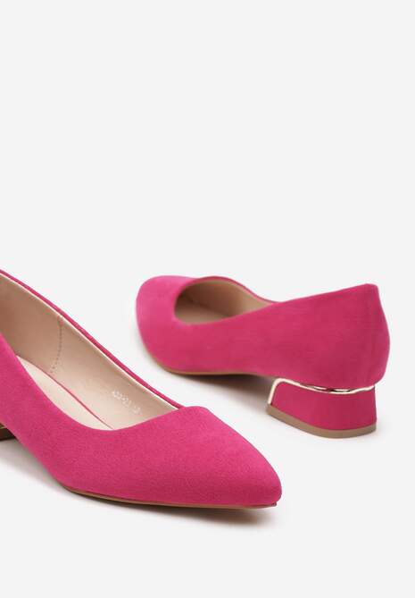 Fuksjowe Czółenka na Słupku Ozdobione Metaliczną Ozdobą Panesha