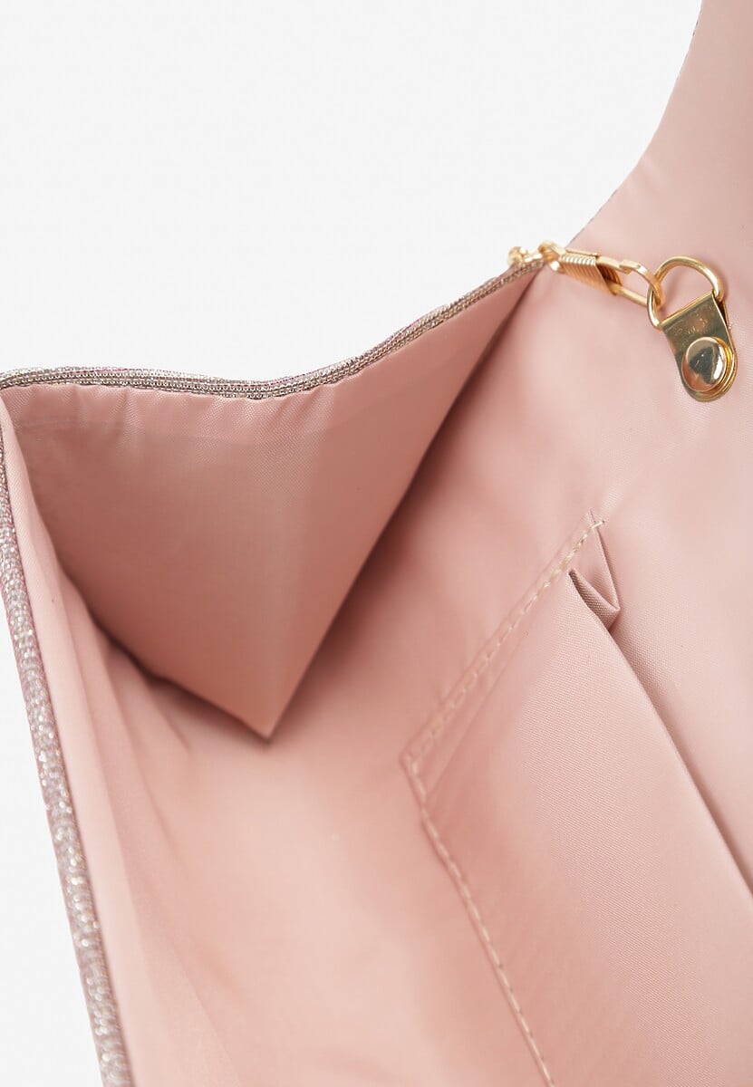 Różowa Metaliczna Torebka Kopertówka na Ramię Lunke