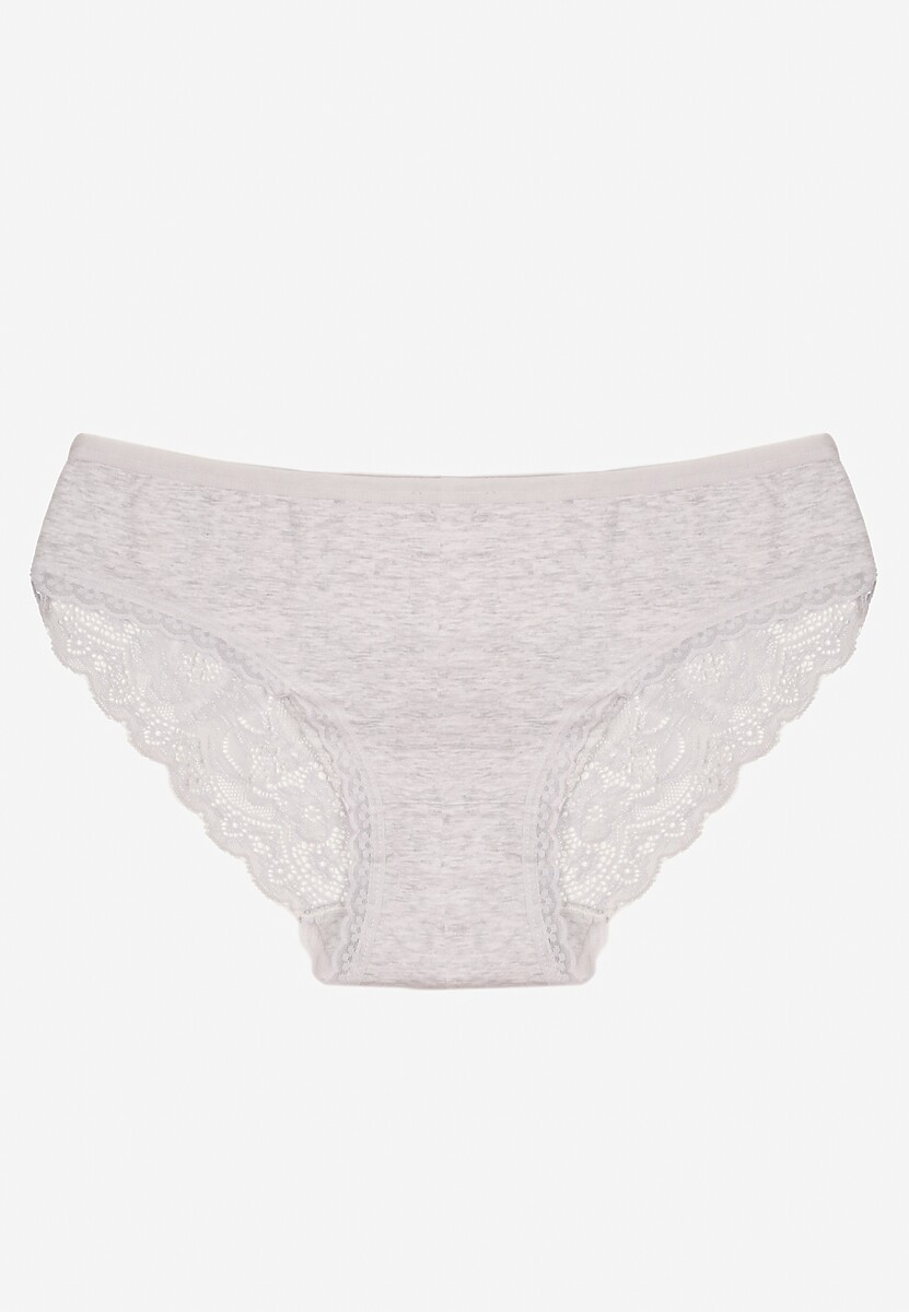 Jasnoszare Majtki Figi z Koronkowymi Wstawkami Amiora