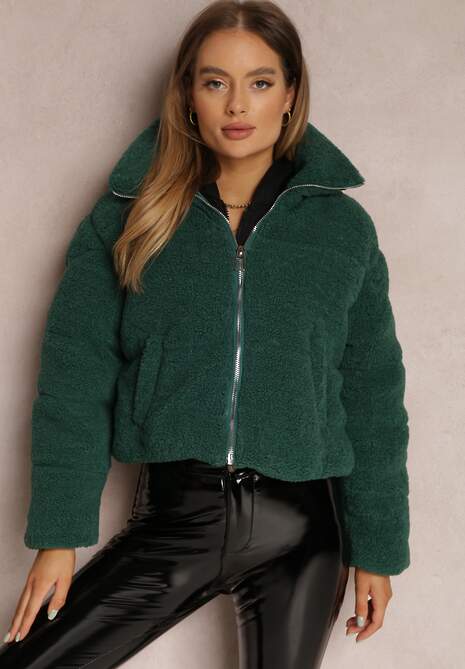 Zielona Kurtka Futerko Teddy Voicha