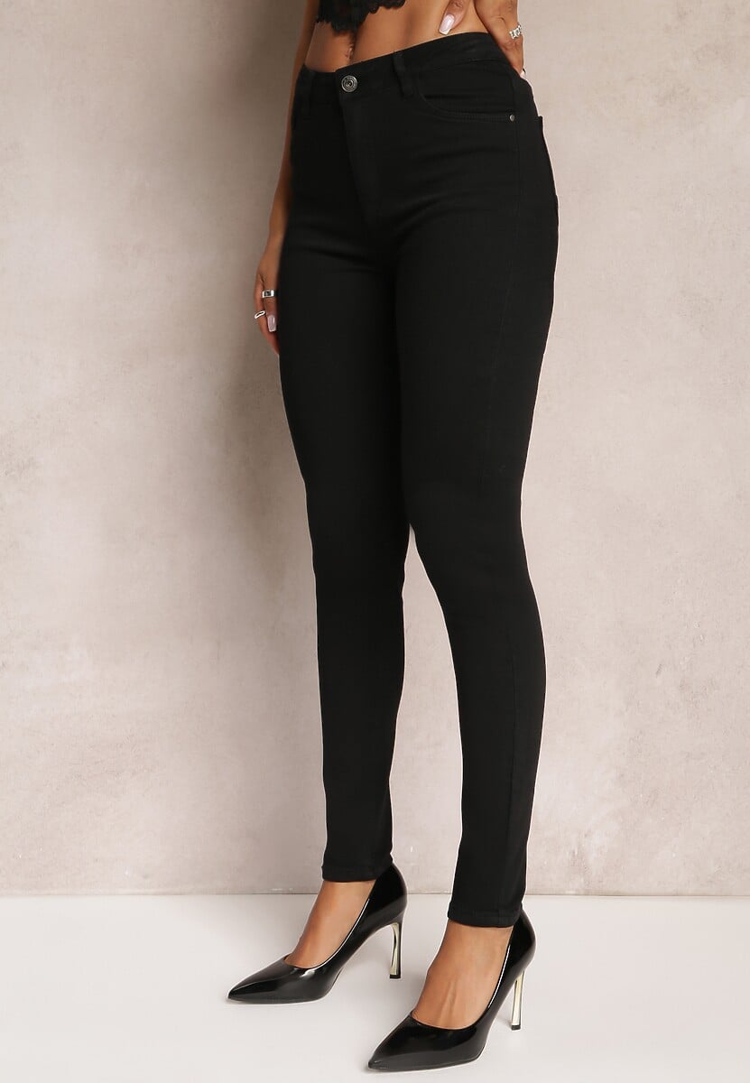 Czarne Jeansy o Fasonie Skinny Trikese