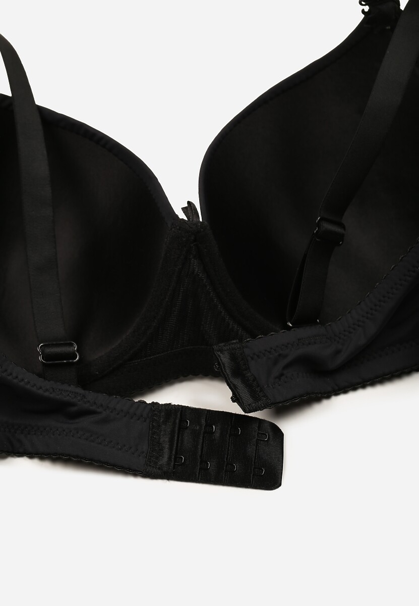 Czarny Biustonosz o Gładkim Wykończeniu z Kokardką Phiphise