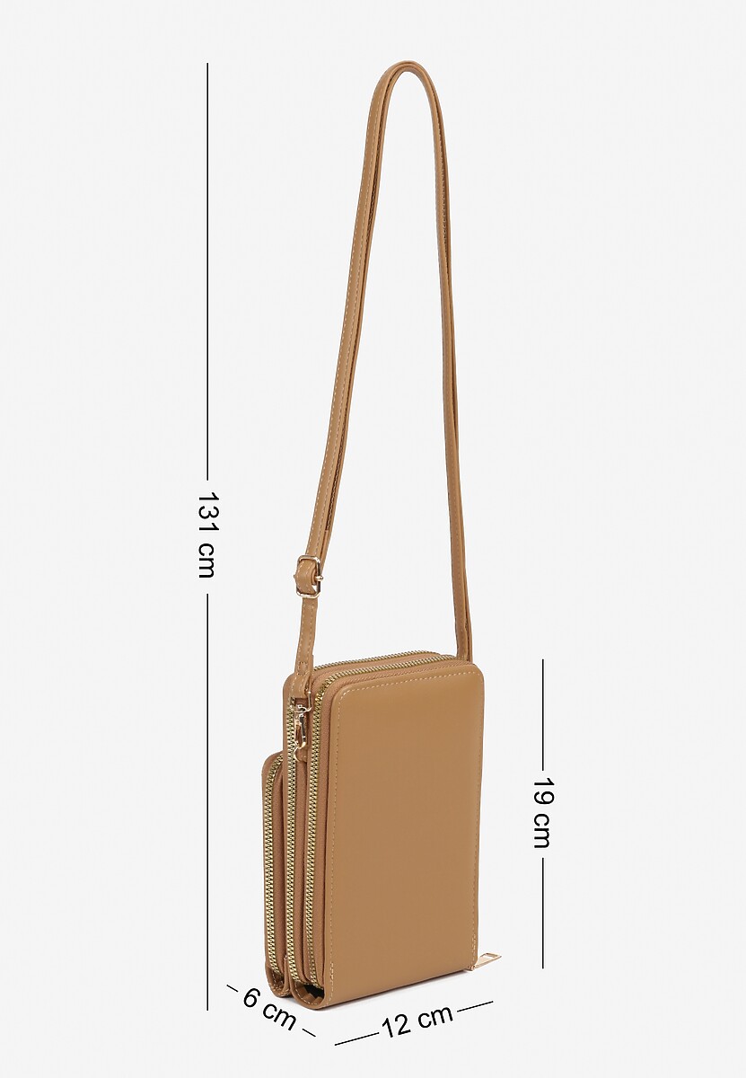 Ciemnobeżowa Torebka Etui Ozdobiona Pikowaniem i Metaliczną Aplikacją Juria