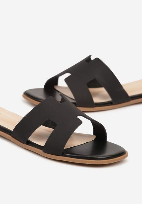 Czarne Klapki Vices Ozdobione Wycięciami Arnellta