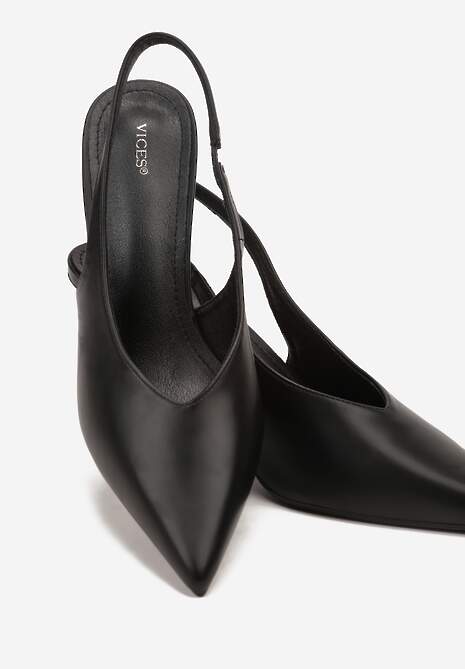 Czarne Czółenka Sandały Vices na Szpilce Slingback Kolliva