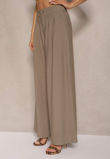 Zielone Szerokie Spodnie z Wiskozy Mevilia