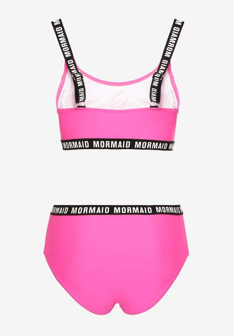 Różowe Bikini Majtki Typu Figi i Sportowa Góra Ozdobione Napisami Nevoneira