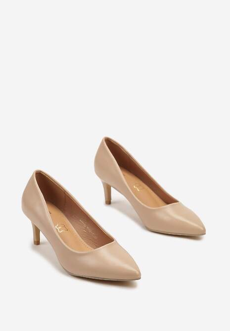 Beżowe Czółenka na Szpilce w Klasycznym Stylu ze Skórzaną Wkładką Meloriel