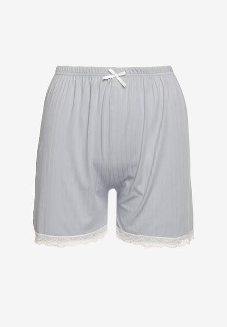 Szare Szorty Piżamowe Prążkowane z Koronką Iomara
