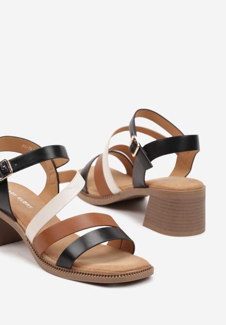 Czarne Casualowe Sandały na Słupku Ellederima