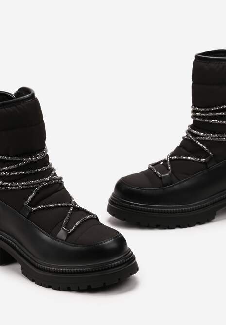 Czarne Śniegowce na Platformie z Wiązaniem w Cyrkonie Brelara