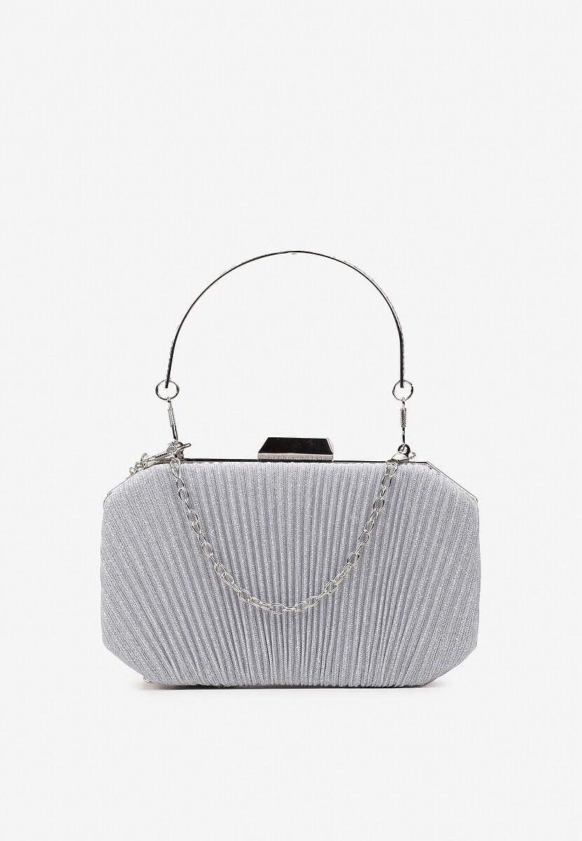 Srebrna Owalna Torebka Ozdobiona Brokatem z Retro Zatrzaskiem Traorra