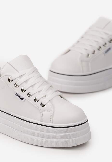 Białe Sneakersy przed Kostkę na Grubej Podeszwie Kernia