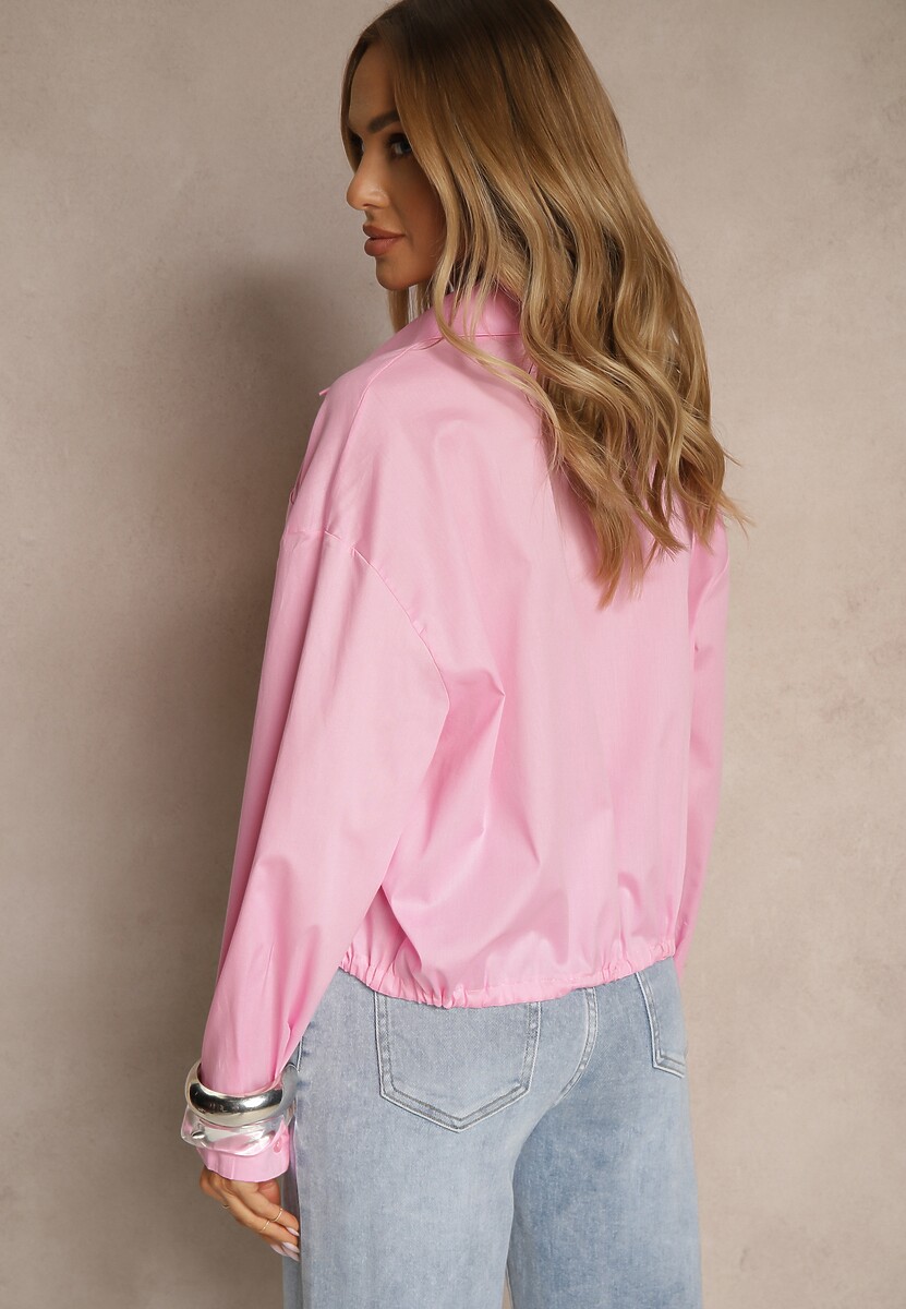 Różowa Koszula z Bawełny z Wiązaniem Calmio