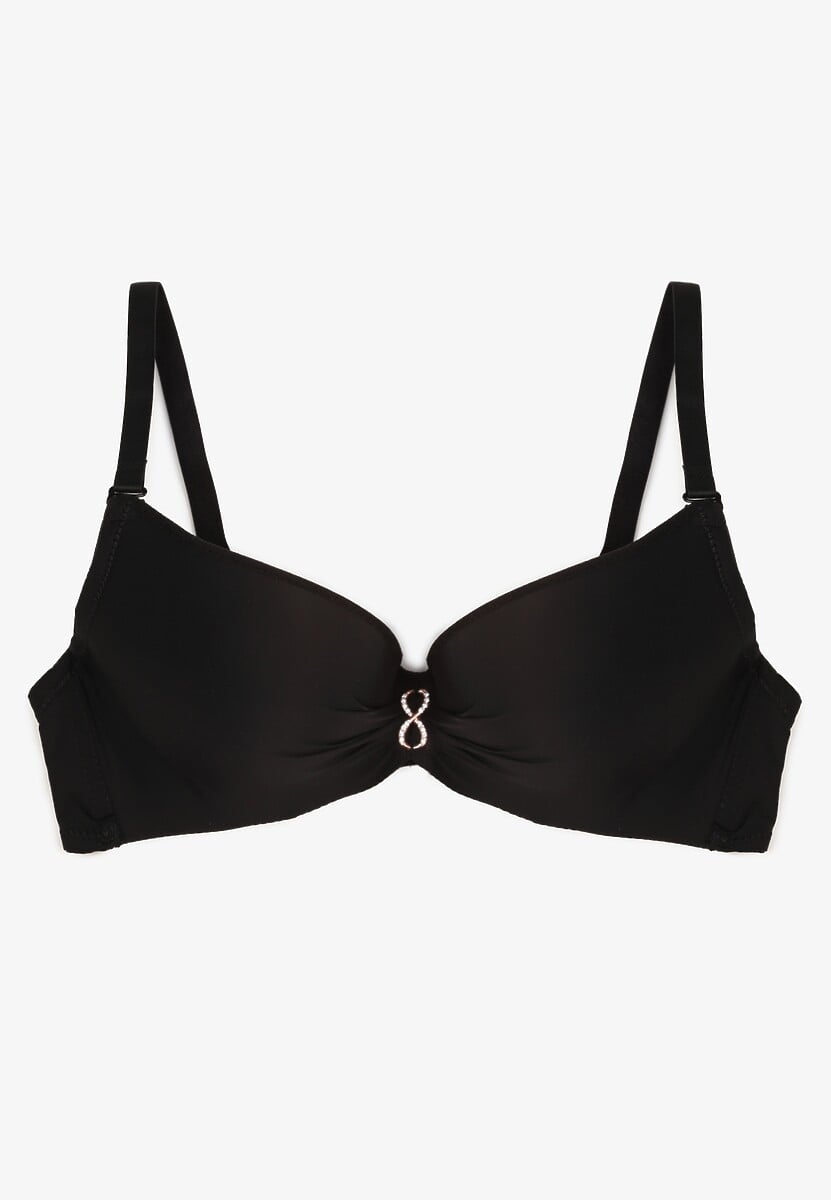 Czarny Biustonosz z Aplikacją z Cyrkonii Abantia