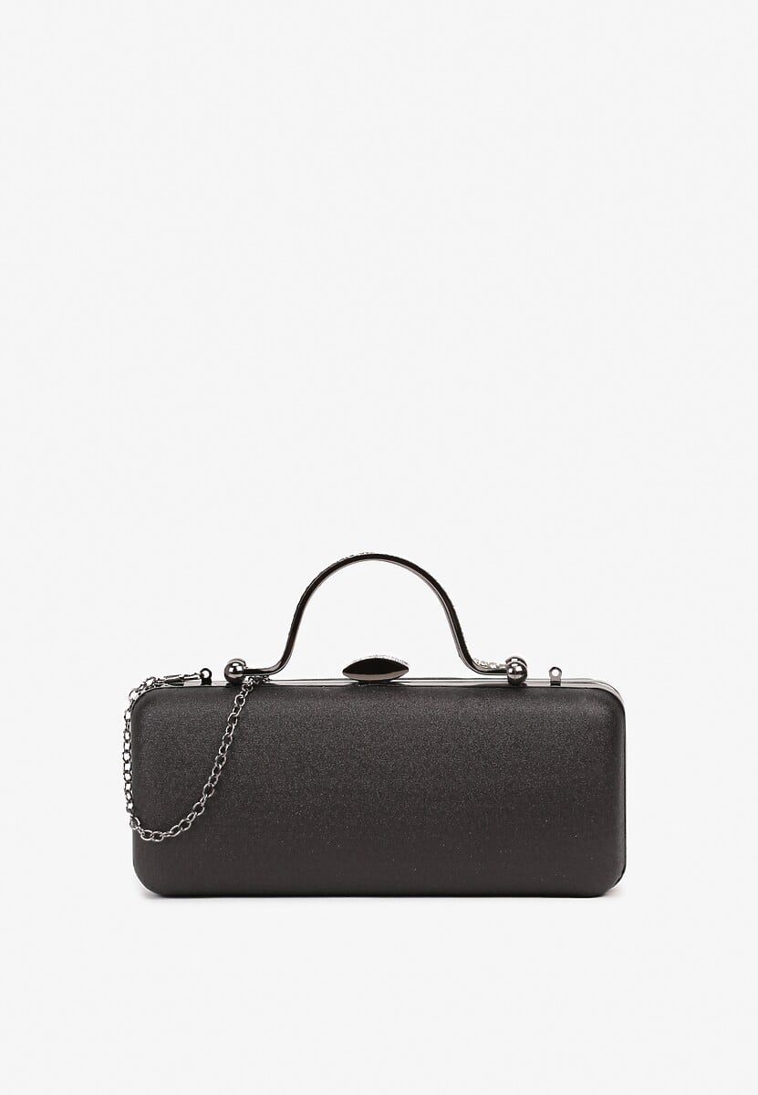 Srebrna Wieczorowa Torebka z Rączką Wykończona Cyrkoniami i Łańcuszkiem Fenagia