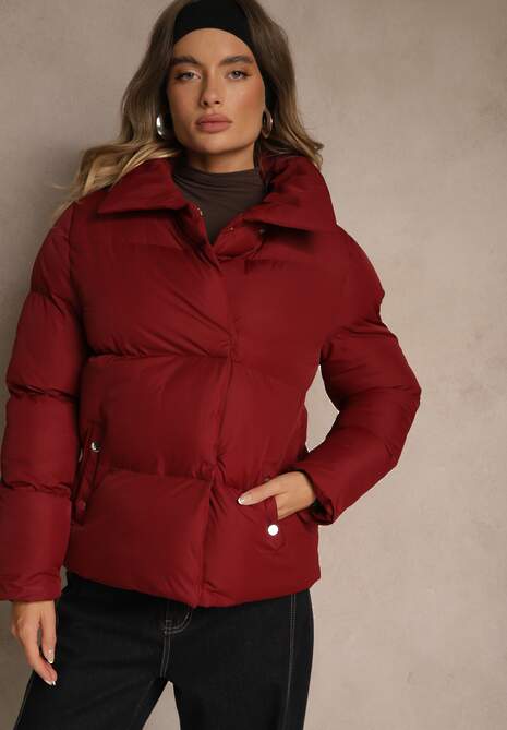 Bordowa Pikowana Kurtka na Napy Elriona