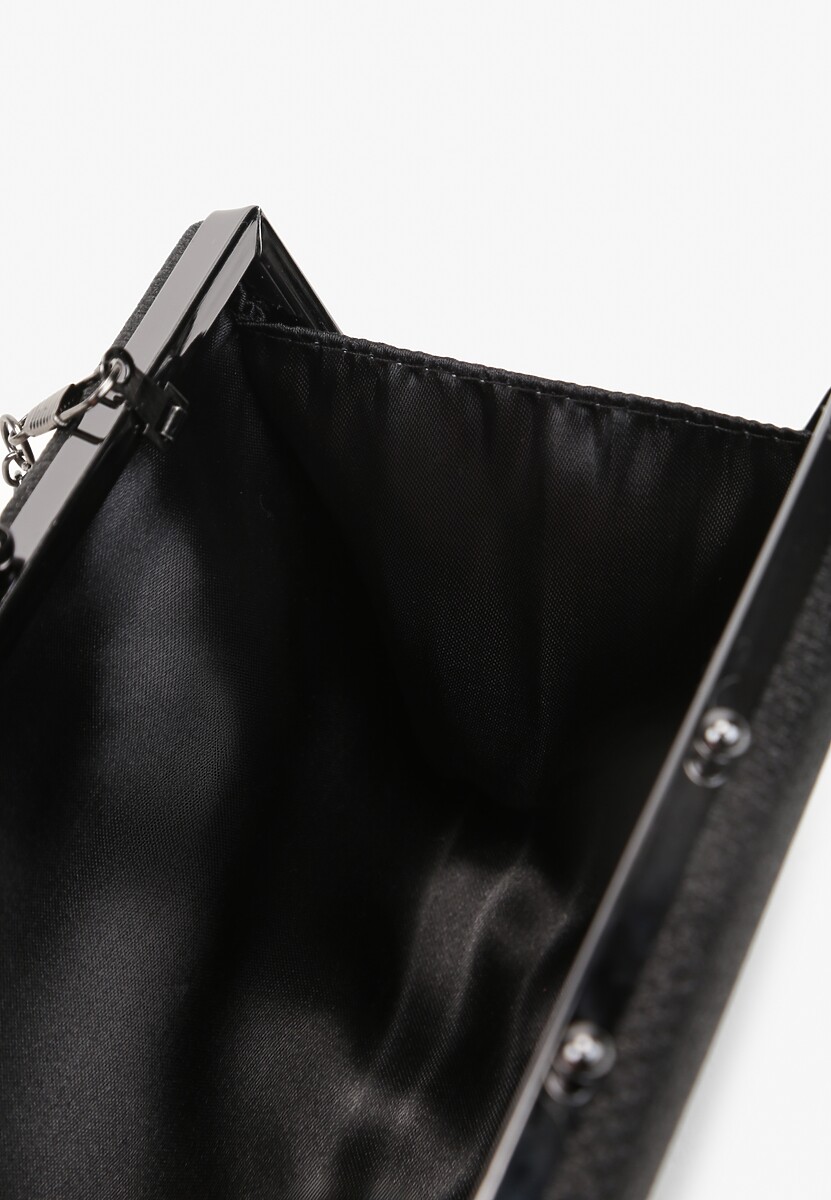 Czarna Torebka z Cyrkoniami i Brokatowym Wykończeniem Hulicca