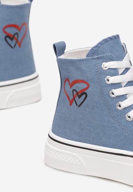 Niebieskie Trampki za Kostkę na Platformie Zuiena