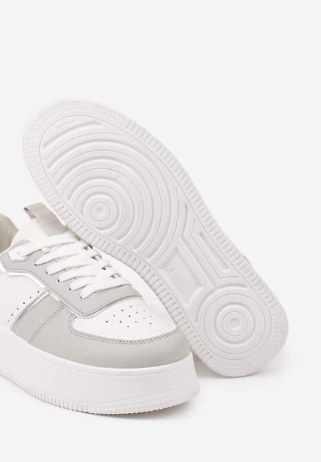 Biało-Szare Casualowe Sneakersy Vices na Niskiej Platformie Torila