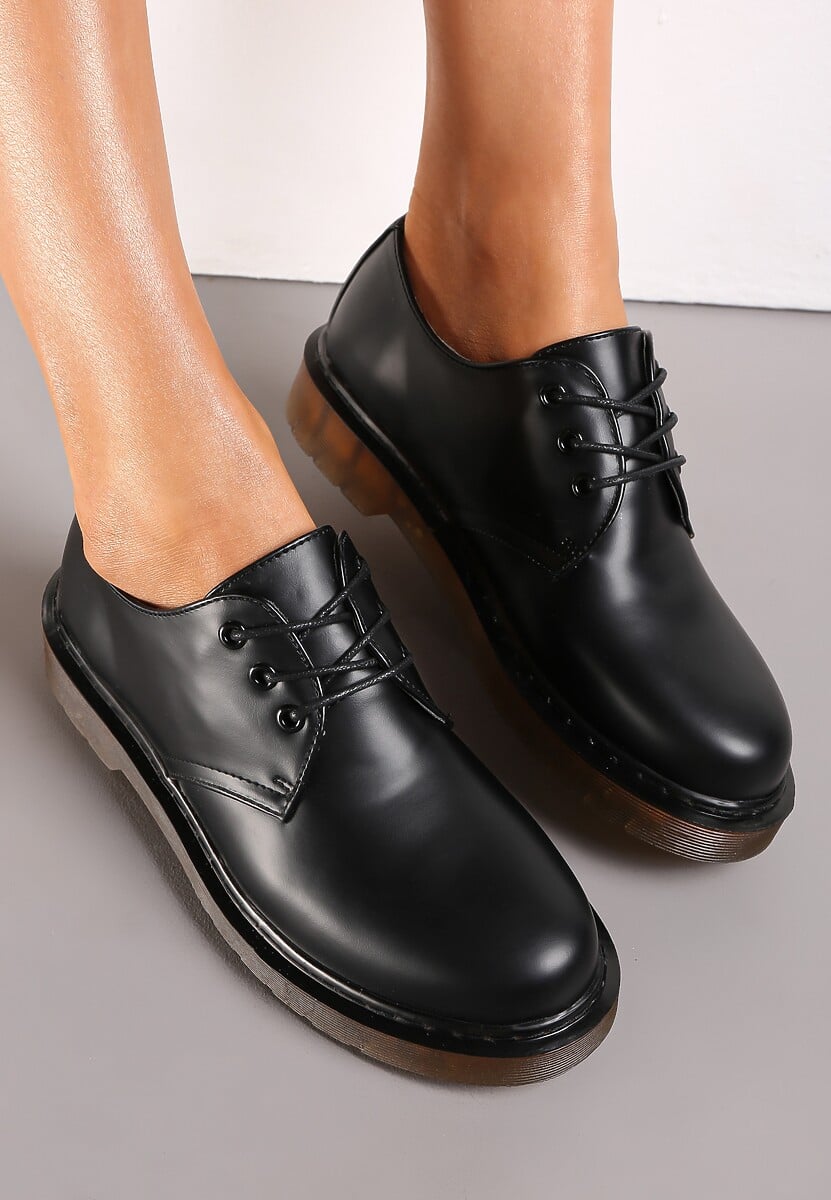 Czarne Półbuty z Cholewką przed Kostkę i Sznurowaniem Vaddon