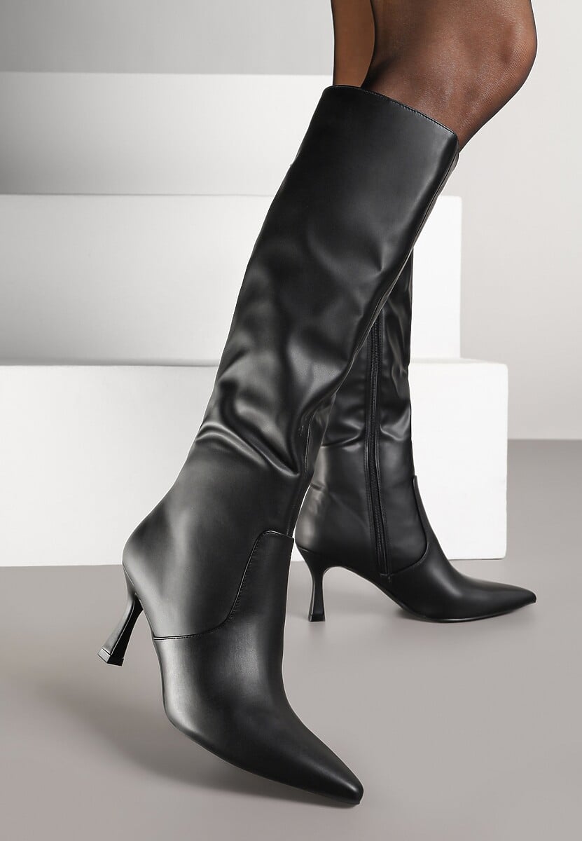 Czarne Kozaki Vices na Szpilce w Klasycznym Stylu Izalea