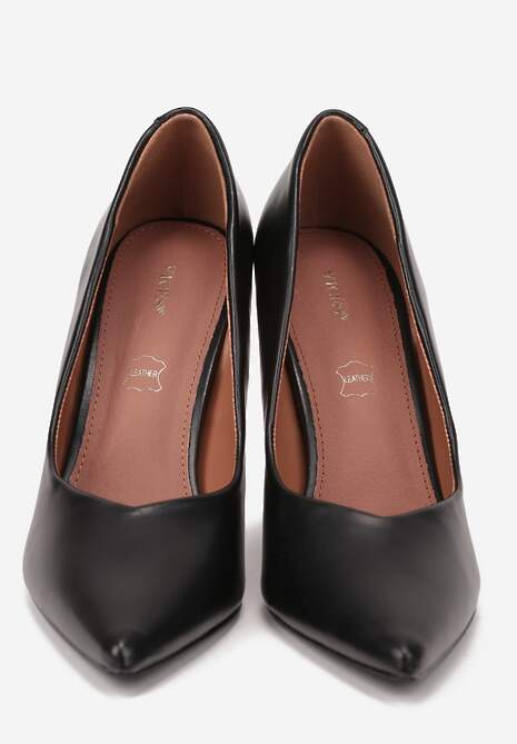 Czarne Szpilki Vices o Klasycznym Fasonie z Wkładką ze Skóry Naturalnej Fridda