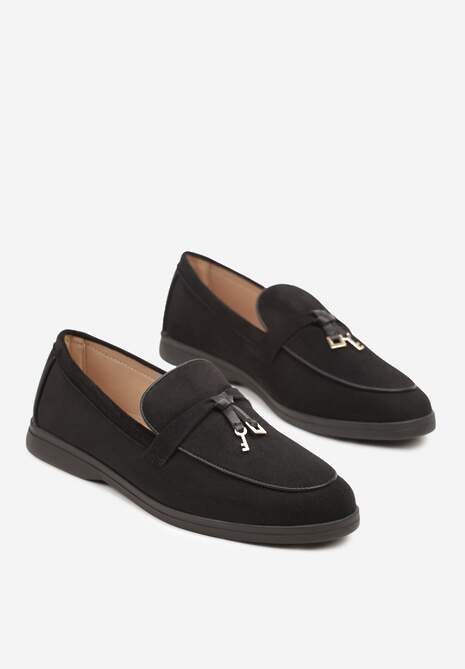 Czarne Klasyczne Mokasyny z Ekozamszu Deorielis