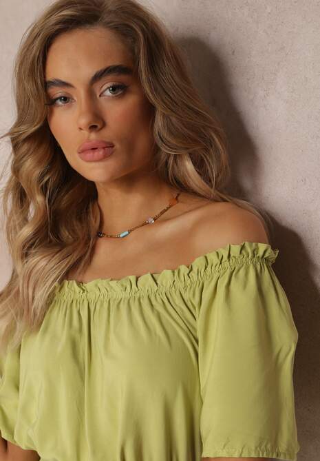 Zielona Sukienka Maxi Hiszpanka z Wiskozy Millore