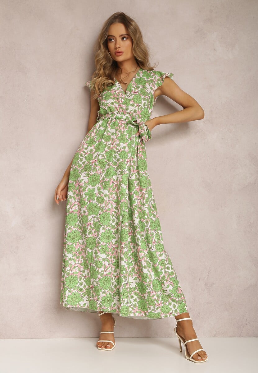 Pomarańczowa Sukienka z Paskiem Helomeda