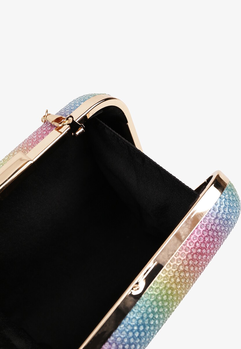 Złoto-Różowa Cyrkoniowa Torebka Kopertówka z Dodatkowym Łańcuszkiem Realessa