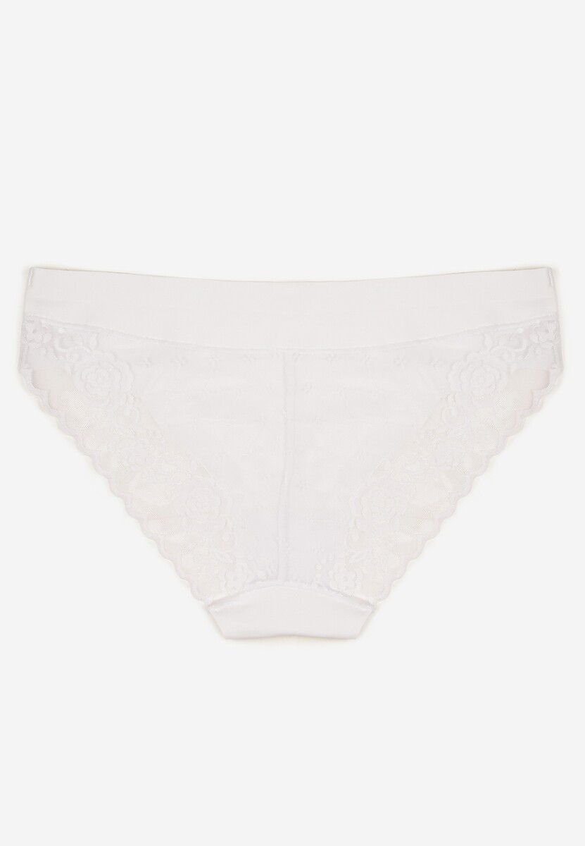 Białe Bezszwowe Majtki o Kroju Fig z Koronką Zeiarae