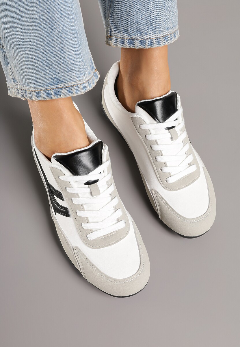 Białe Sneakersy z Geometrycznym Motywem Arpolia