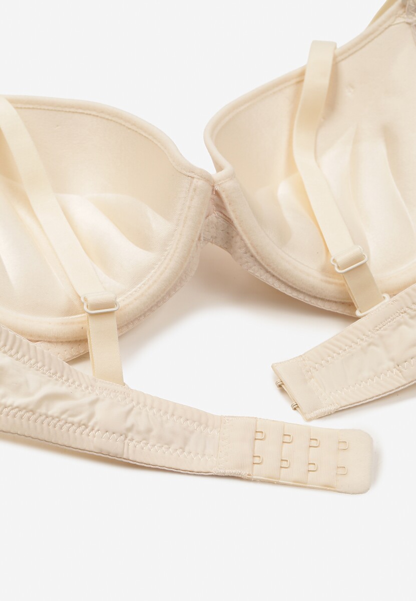 Beżowy Biustonosz z Aplikacją z Cyrkonii Abantia