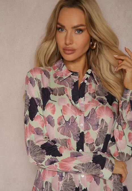 Różowo-Jasnozielona Sukienka Lasthenia