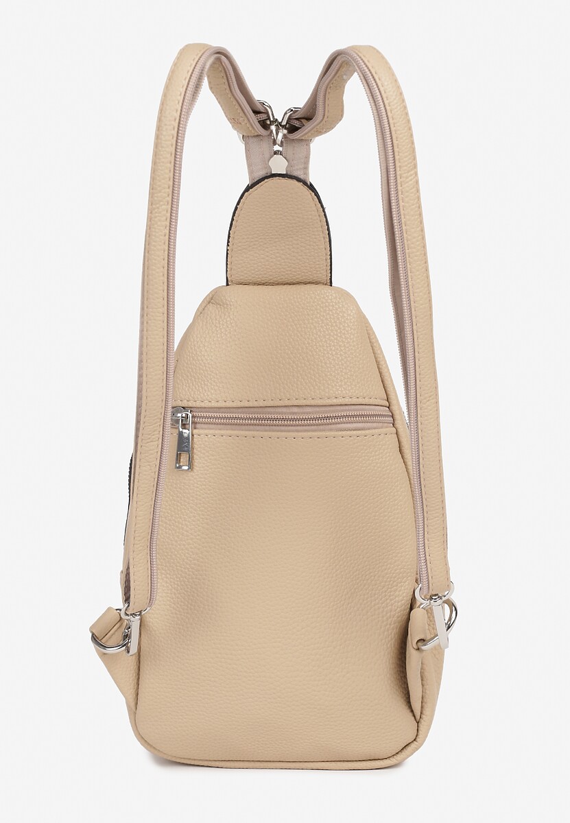 Jasnobeżowy Plecak z Dwoma Komorami Ozdobiony Klapą Nanovela