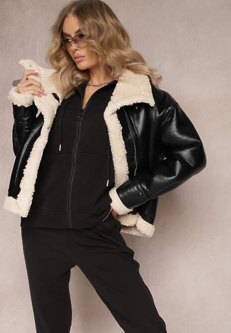 Czarny Komplet Dresowy 2-częściowy z Bluzą i Spodniami Seraphira