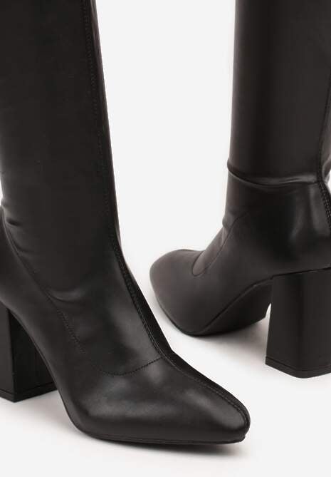 Czarne Kozaki Vices z Wysoką Cholewką na Słupku Avvie