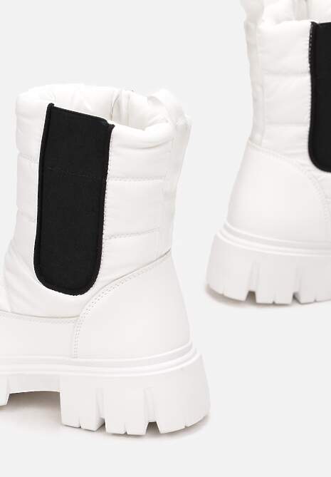 Białe Śniegowce Pikowane z Elastyczną Wstawką Erdrigu